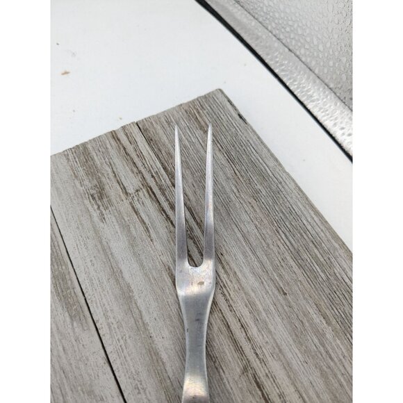 Vintage Flint Arrowhead Stainless Meat Utility Turning Fork 9 1/2" Wheat Handle - Picture 2 of 8